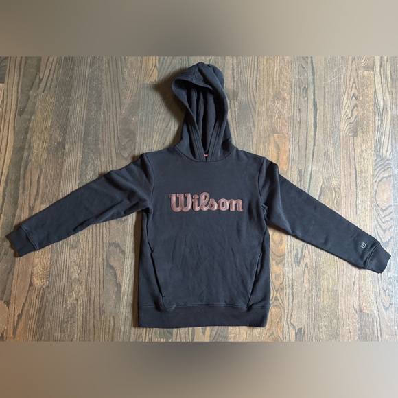 Wilson Other - Wilson Black and Brown faux leather Logo unisex kids Hoodie